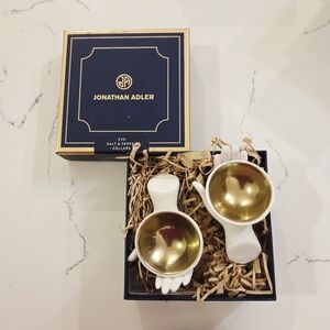 Jonathan Adler Eve Salt & Pepper Cellars White & Gold 3.5"